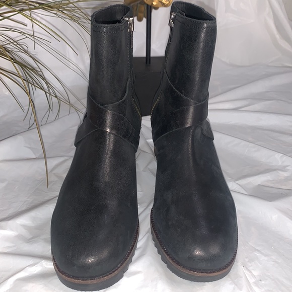 SOREL Black Cate Buckle Waterproof Leather Boots Size 8 - Picture 4 of 13
